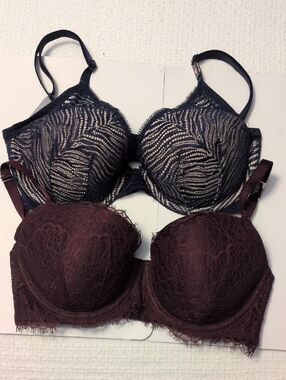Victoria's Secret Lace Bras in Navy & Wine
